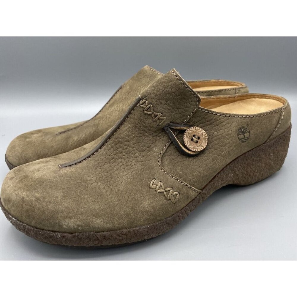 Timberland Comforia System Leather Mules Womens 10 M Slip On Comfort wedge‎